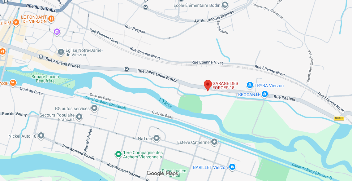 Localisation Garage des Forges 18 — 53 Rue Jules Louis Berton, Vierzon